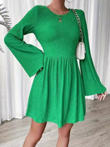 Round Neck Flare Sleeve Mini Dress from Enfance-Heureuse