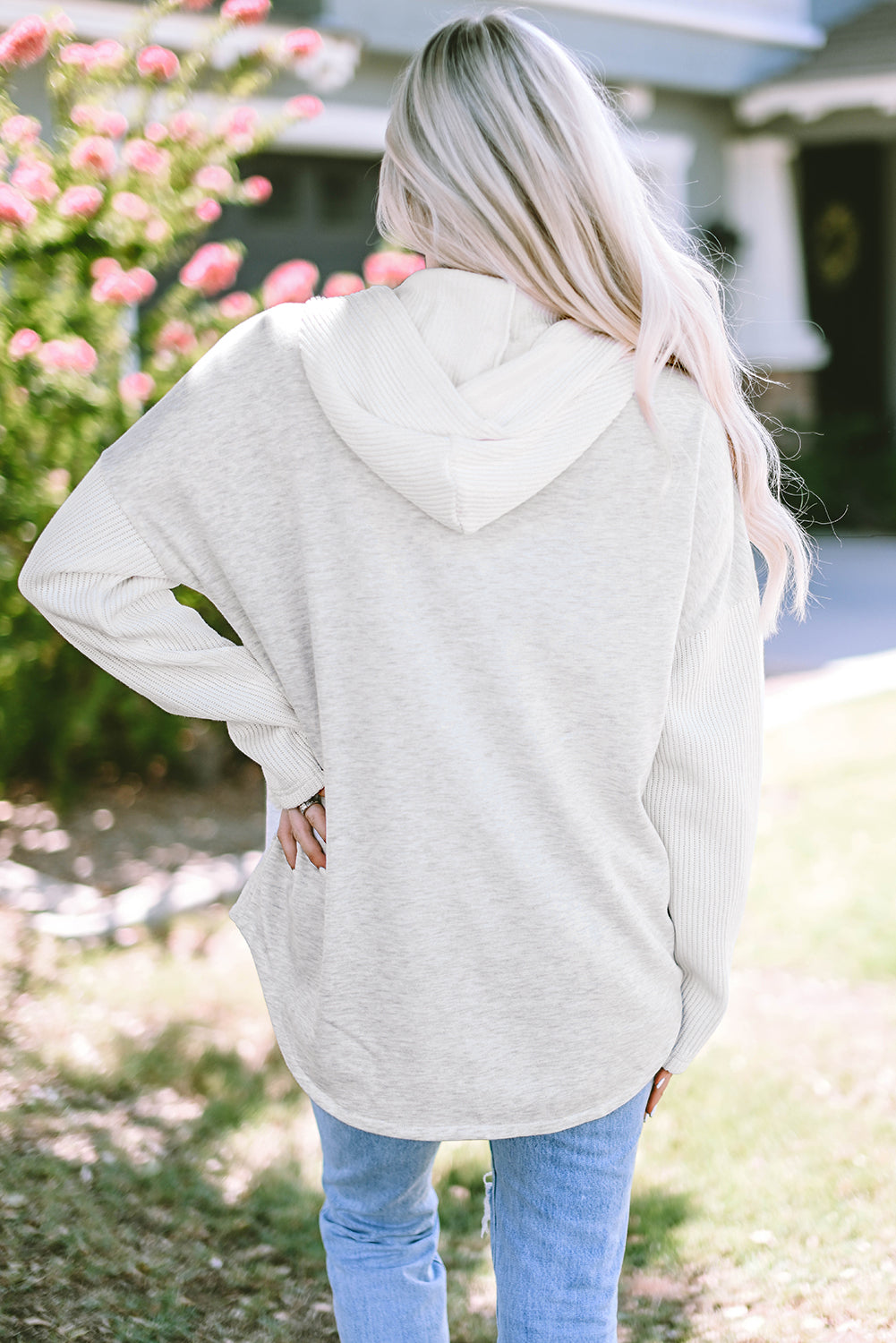 Berkley Button Up Knitted Sleeves Hooded Jacket from Threaded Pear