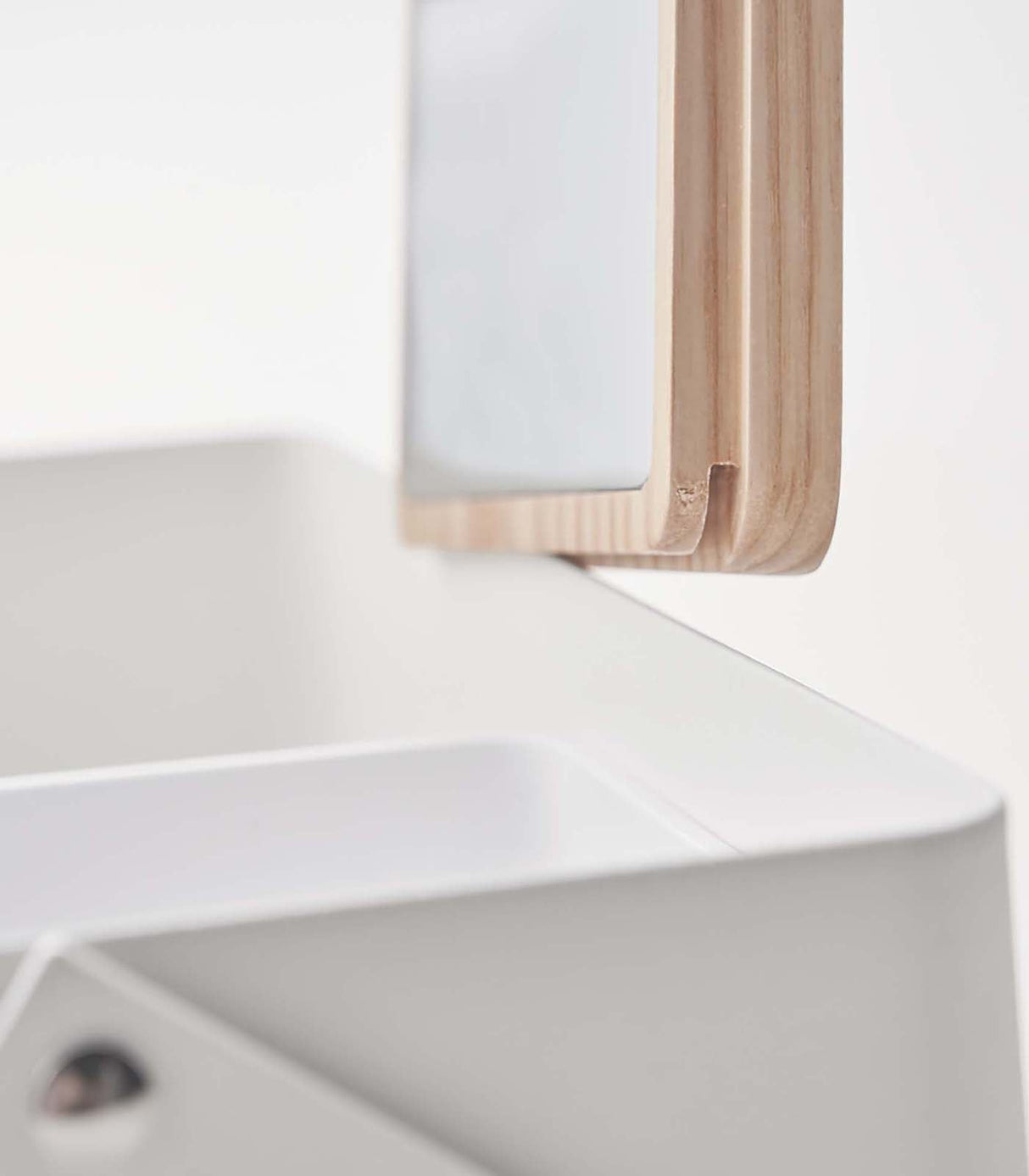 Makeup Organizer with Mirror - Steel + Wood from Yamazaki Home