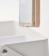 Makeup Organizer with Mirror - Steel + Wood from Yamazaki Home