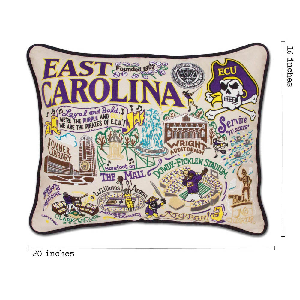 East Carolina University Collegiate Embroidered Pillow by CatStudio from Quirks!