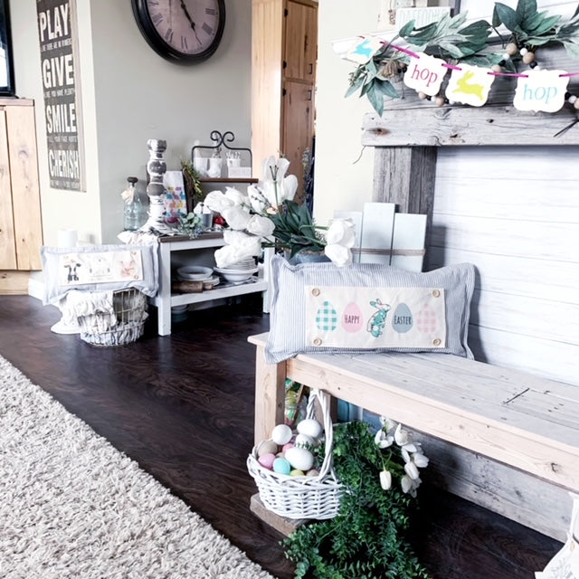 Holiday Panel: Spring, Pastel, Bunny, Buffalo Check, Gingham; EASTER EGGS From PillowPanels