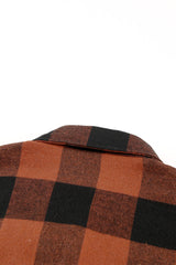 Brown Turn-down Collar Plaid Shirt Coat From MsDressly