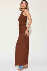 Basic Bae Full Size Ribbed Tank and Wide Leg Pants Set from Enfance-Heureuse