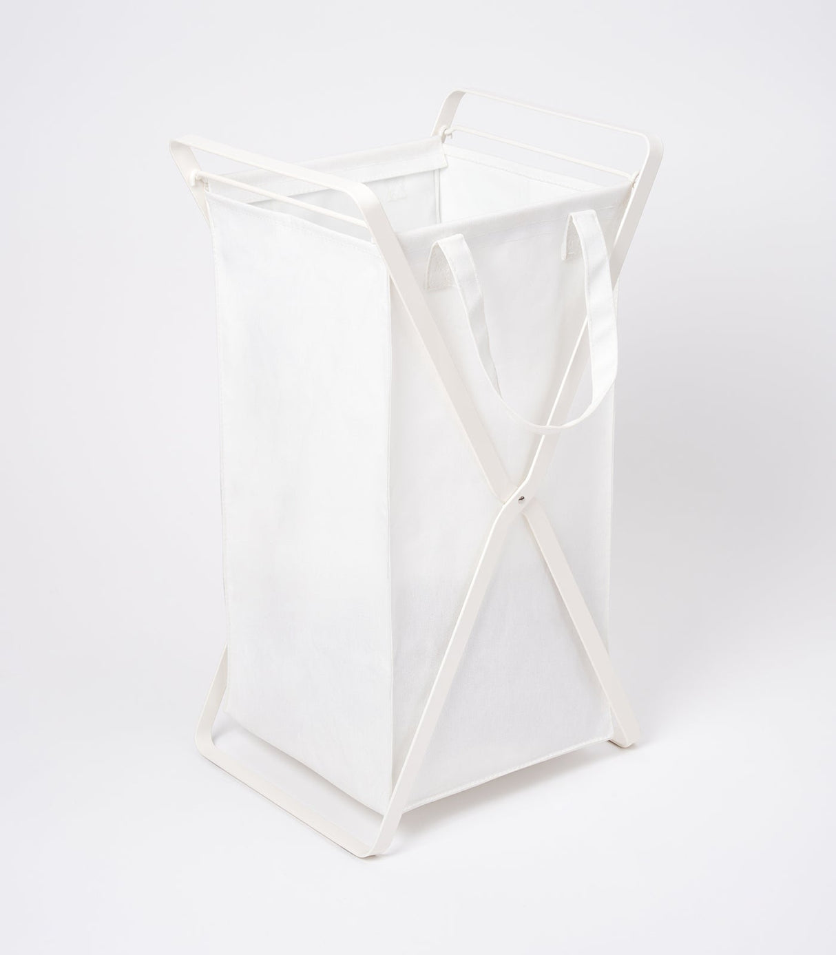 Laundry Hamper with Cotton Liner - Two Sizes - Steel + Cotton from Yamazaki Home