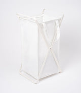 Laundry Hamper with Cotton Liner - Two Sizes - Steel + Cotton from Yamazaki Home