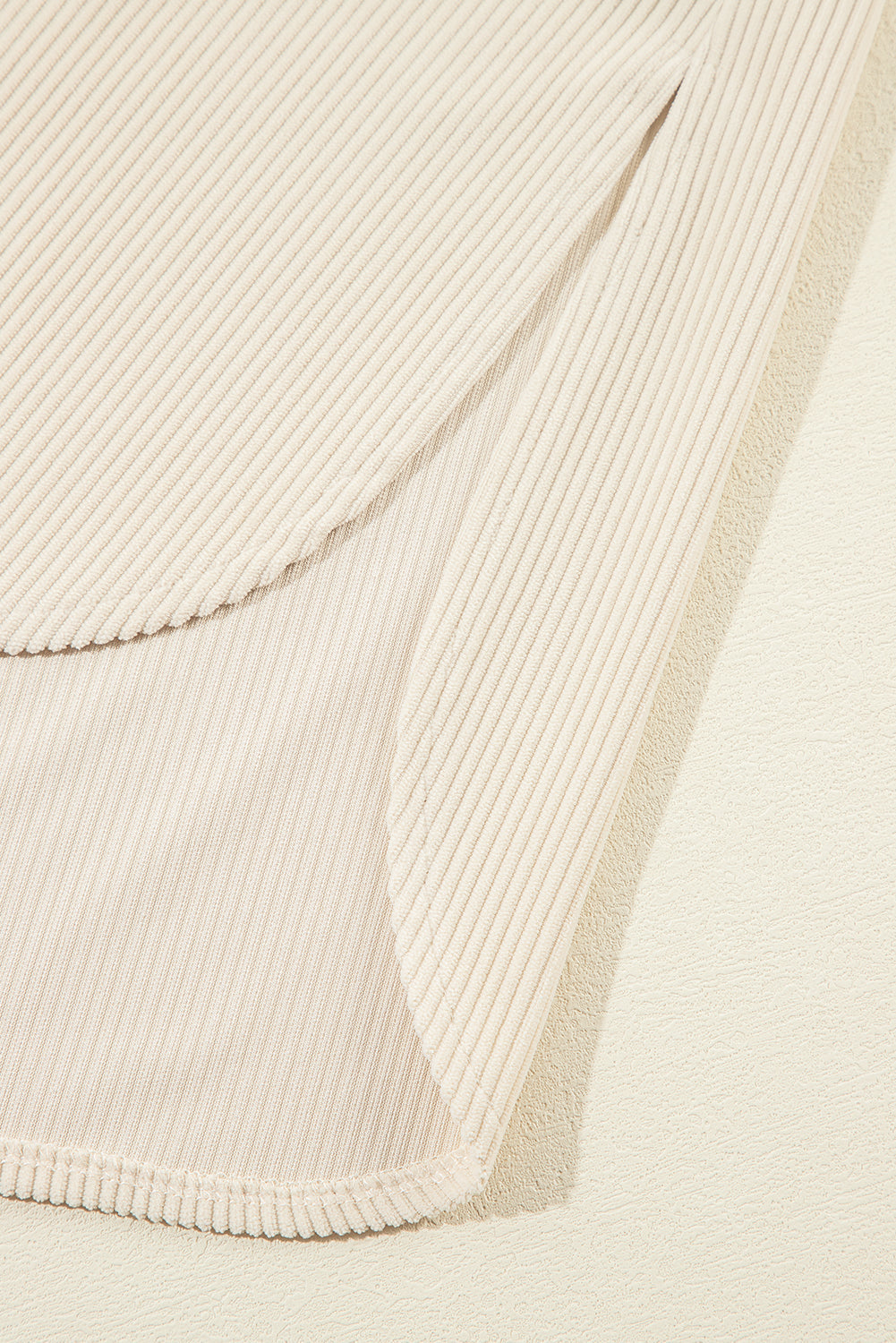 Beige Oversized Corduroy Contrast Hooded Shacket from MsDressly
