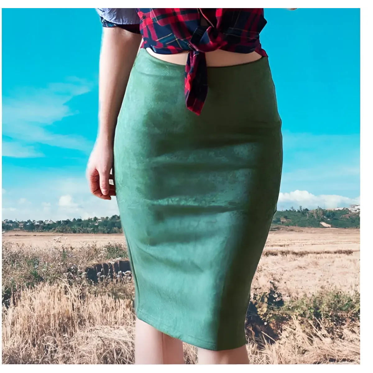 Eco-Suede Pencil Skirt from Kawaii Stop