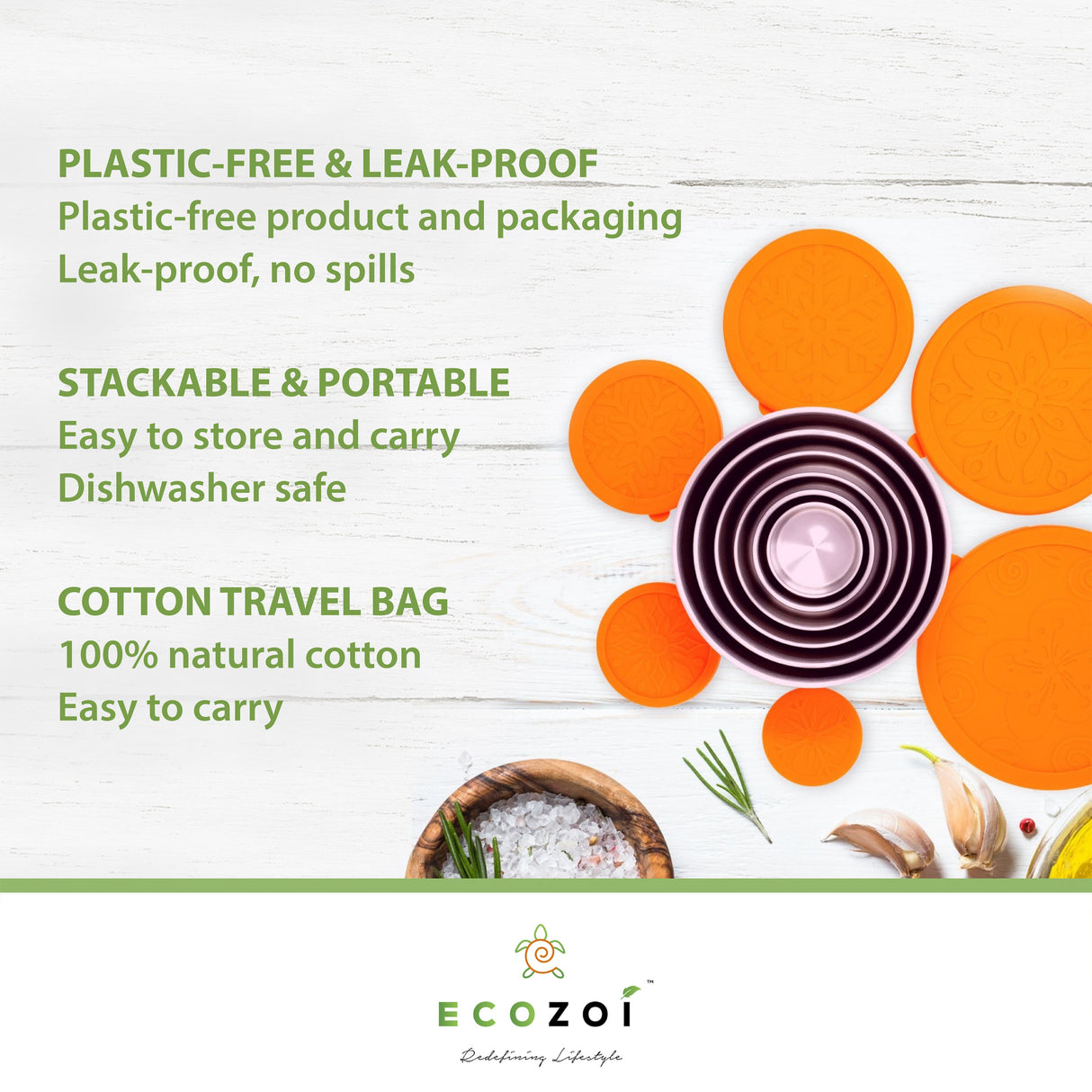 Stainless Steel Lunch Box, 6 Pc Set, Leak Proof, 78 Oz from ecozoi