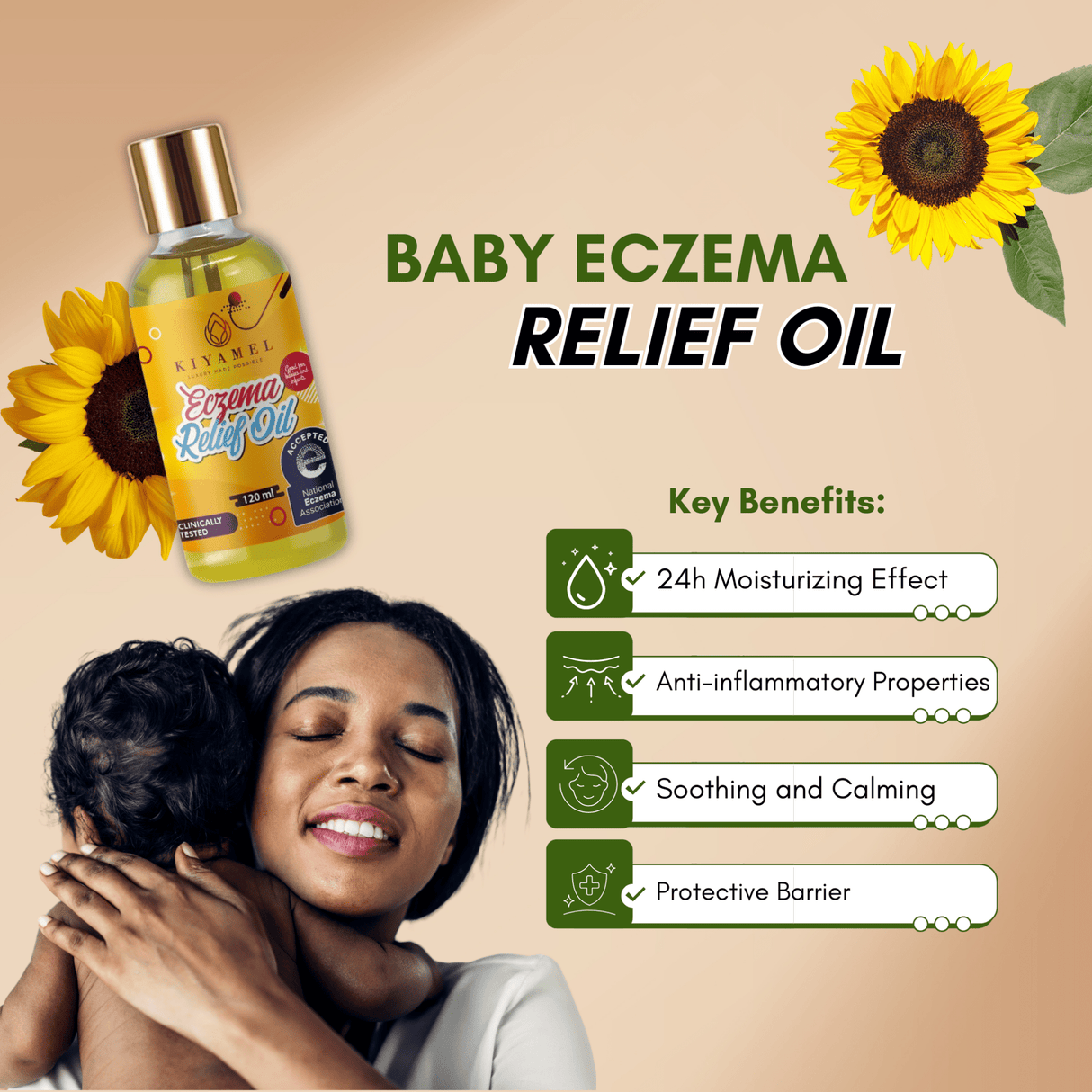 Eczema Relief Oil| Natural Soothing Solution for Eczema-Prone Skin From Kiyamel