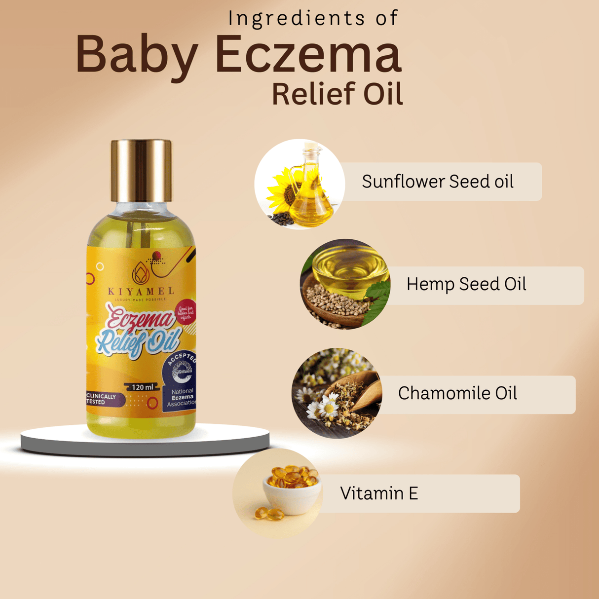 Eczema Relief Oil| Natural Soothing Solution for Eczema-Prone Skin From Kiyamel