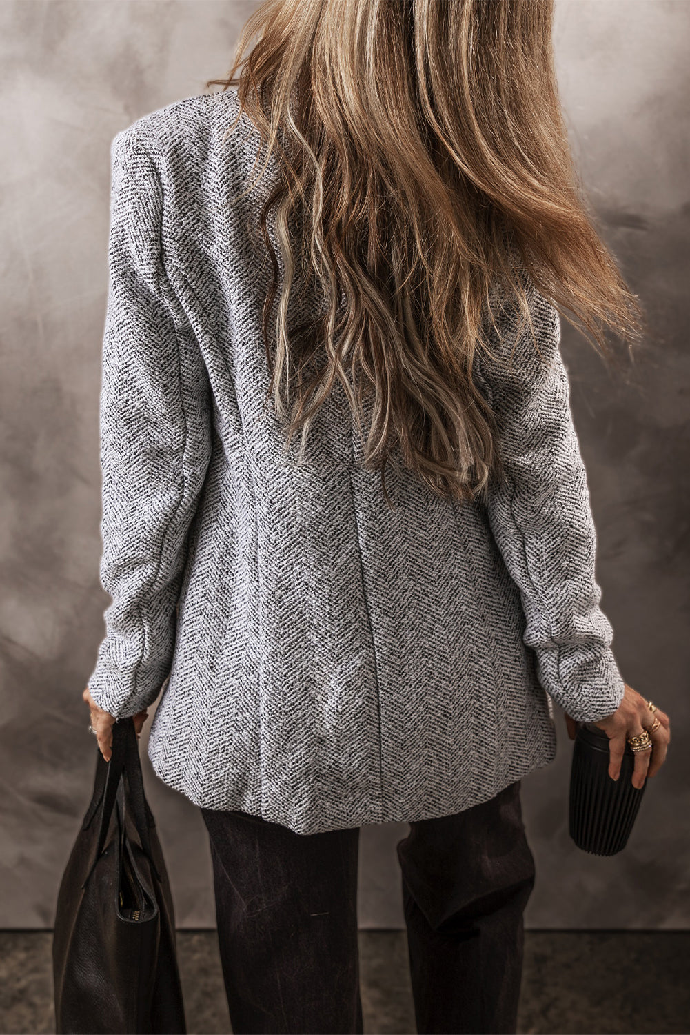 Aitana Lapel Collar Long Jacket with Pocket from Threaded Pear