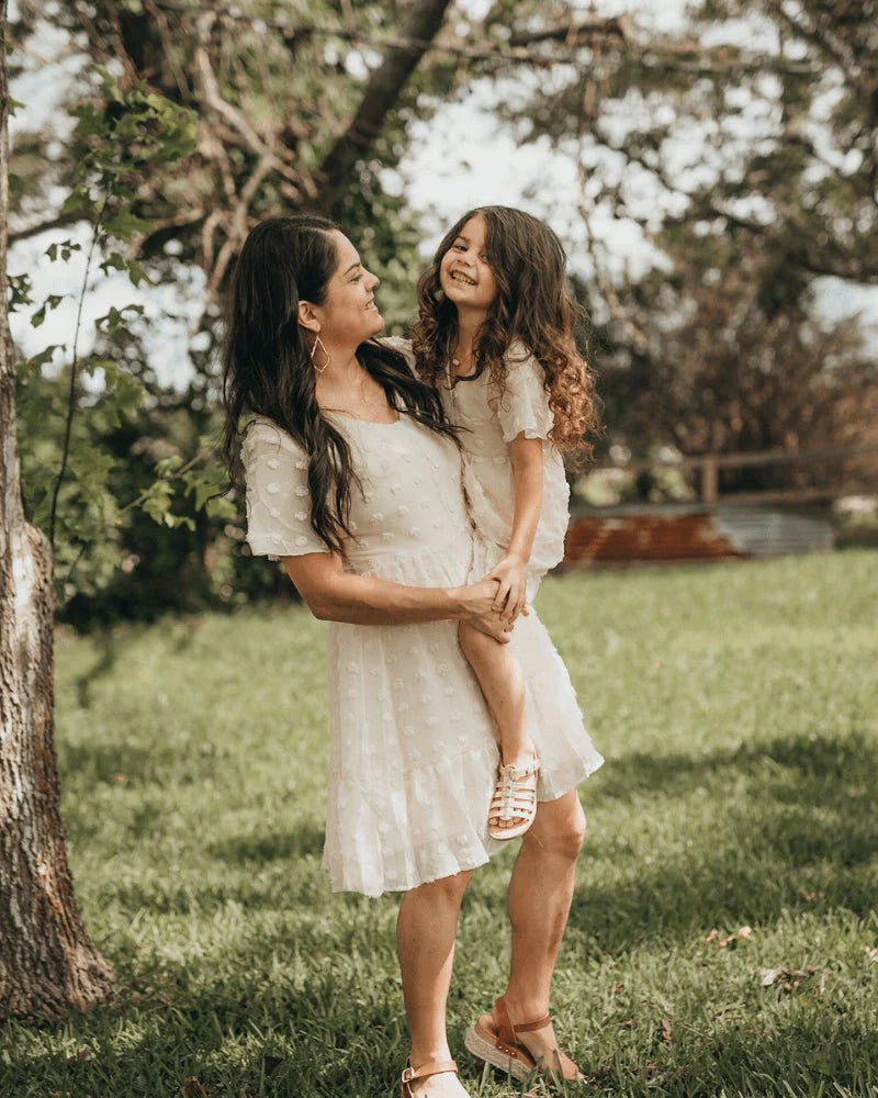 Eden Short Sleeve Dot Dress - Ivory from Bailey's Blossoms