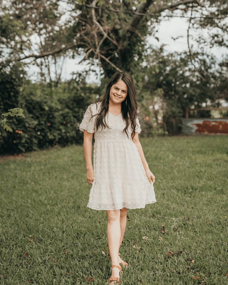 Eden Short Sleeve Dot Dress - Ivory from Bailey's Blossoms