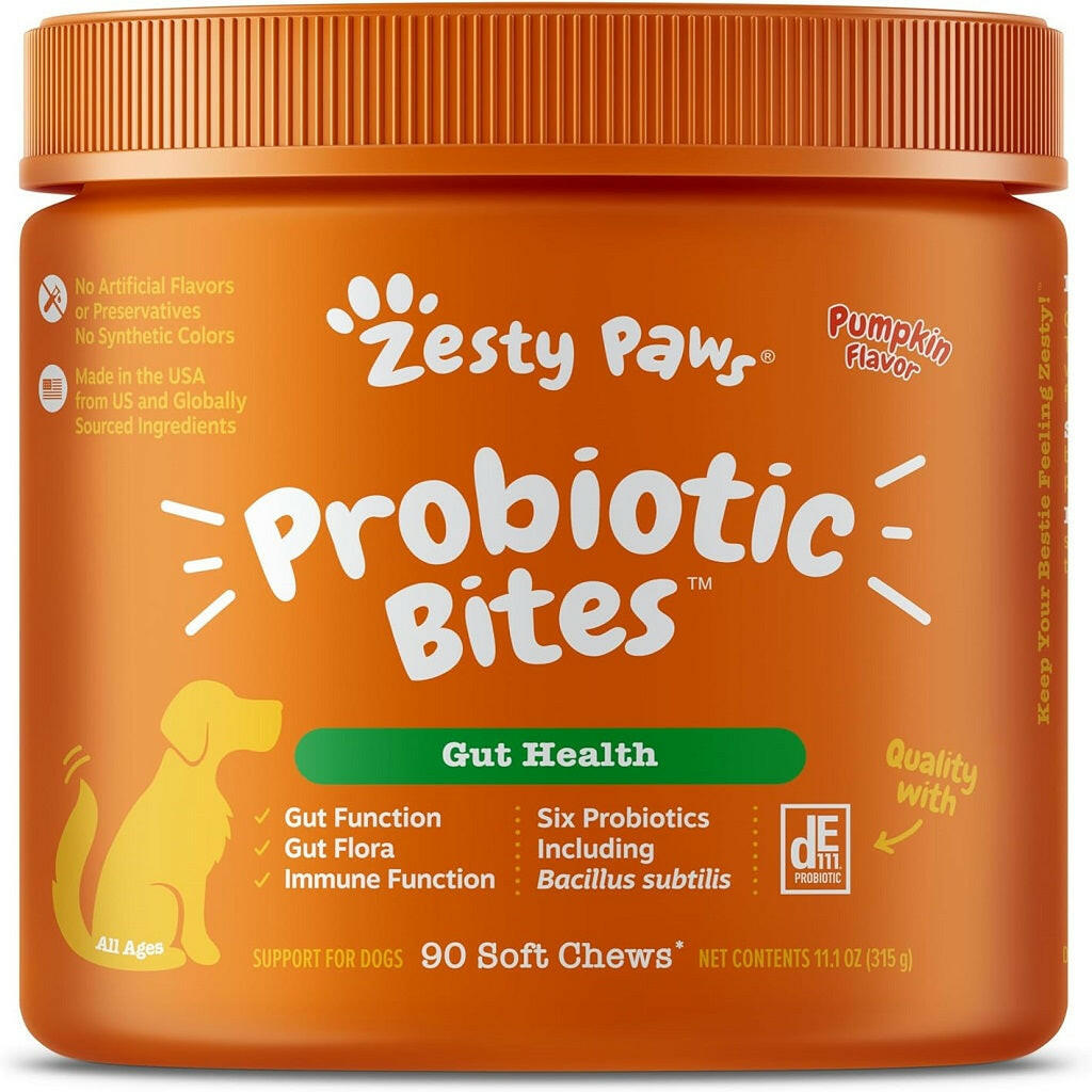 Zesty Paws Probiotic Bites Pumpkin Flavored Chews for Dogs (90 ct) from HardyPaw