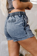 Cielo Drawstring Pocketed Denim Shorts from Threaded Pear