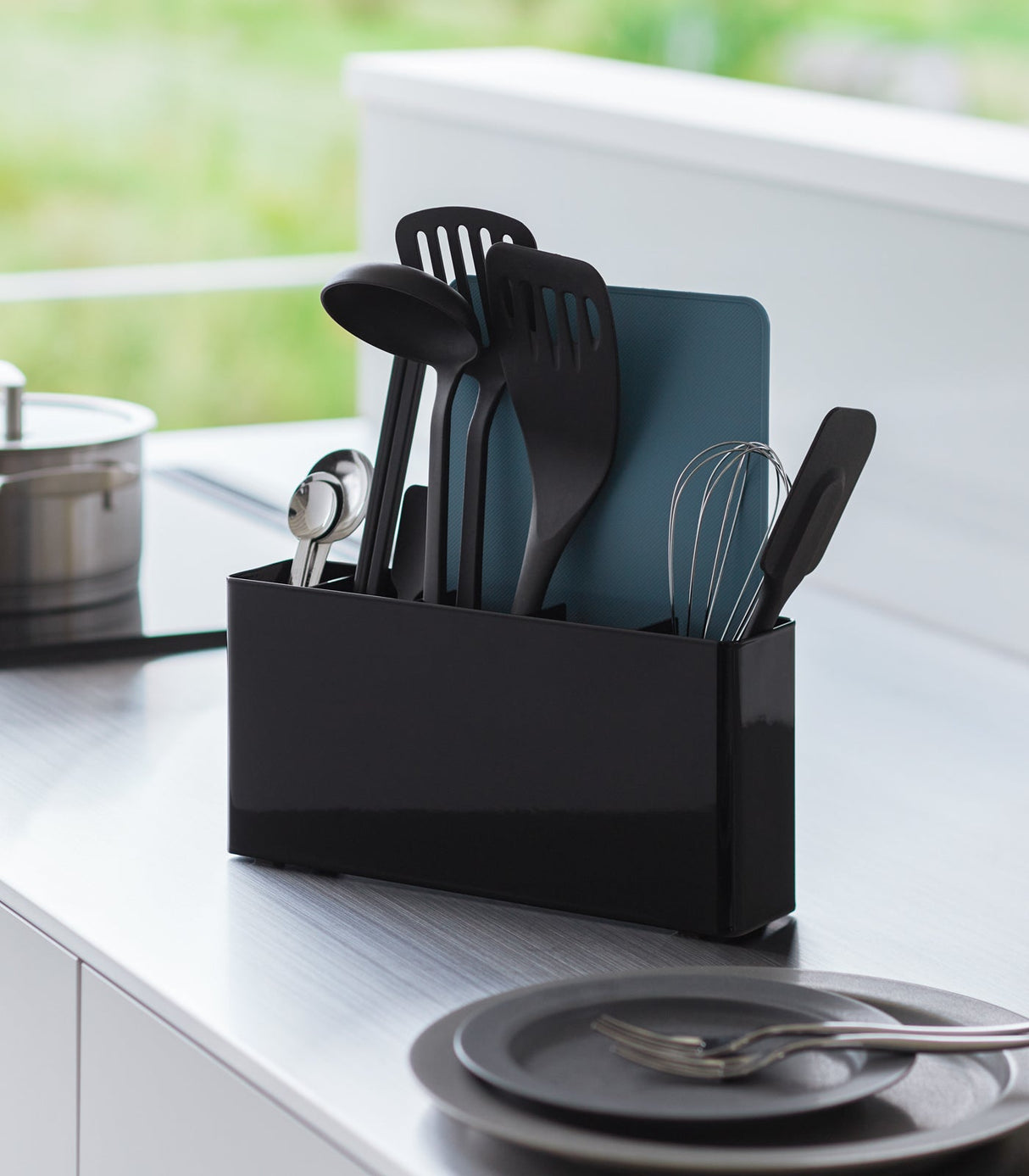 Utensil & Thin Cutting Board Holder - Steel from Yamazaki Home