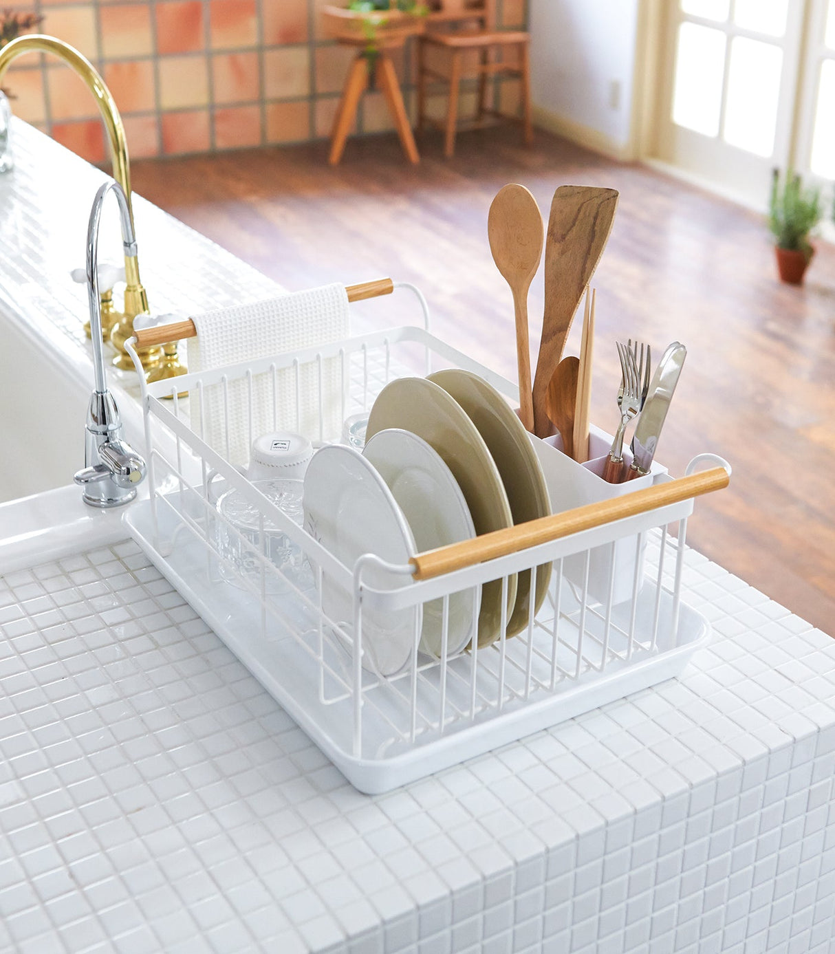 Dish Rack - Steel + Wood from Yamazaki Home