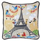 Eiffel Tower Paris Hand-Embroidered Pillow from Quirks!