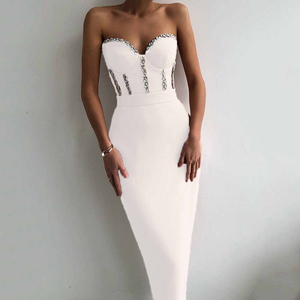 Elegant Beading Party Midi Dress From Kawaii Stop