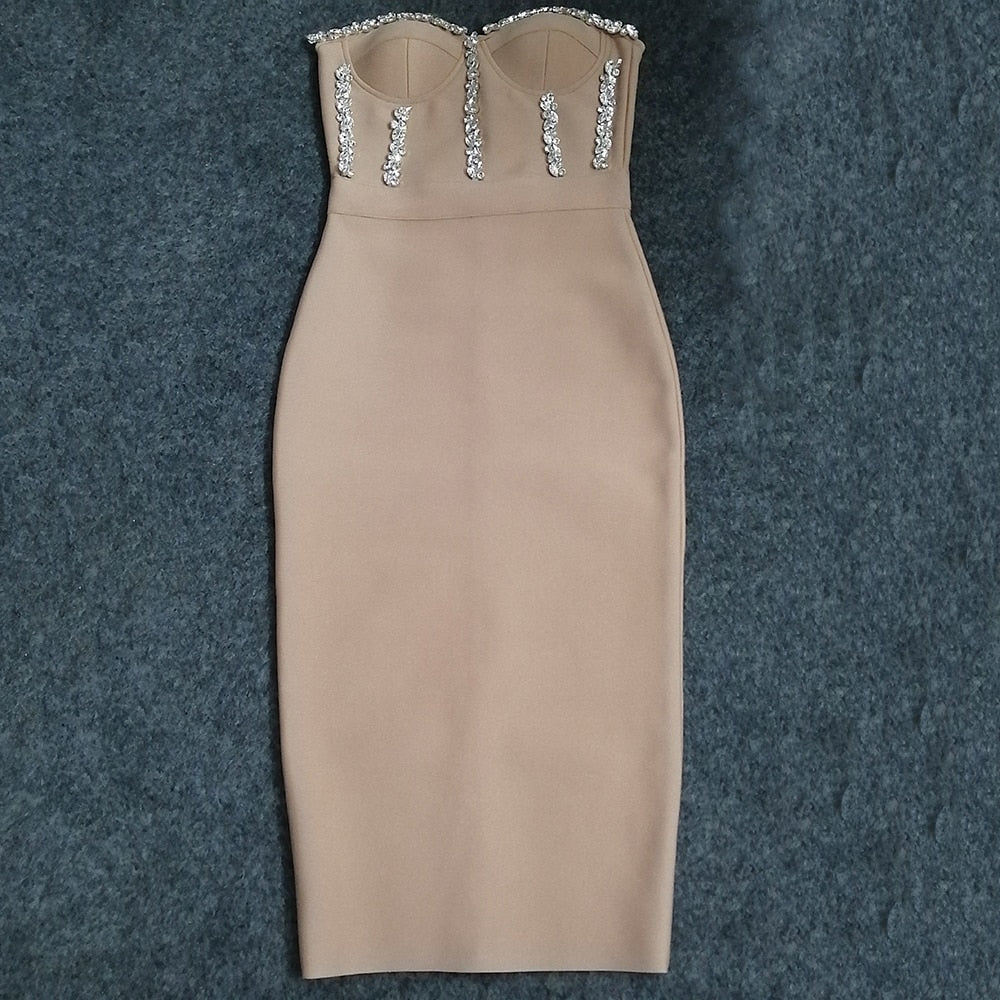 Elegant Beading Party Midi Dress From Kawaii Stop