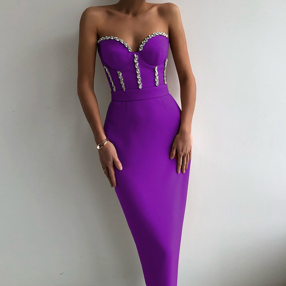 Elegant Beading Party Midi Dress From Kawaii Stop