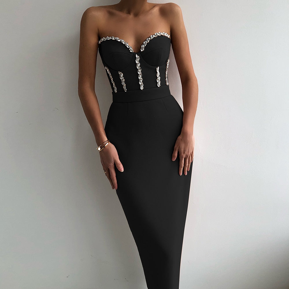 Elegant Beading Party Midi Dress From Kawaii Stop