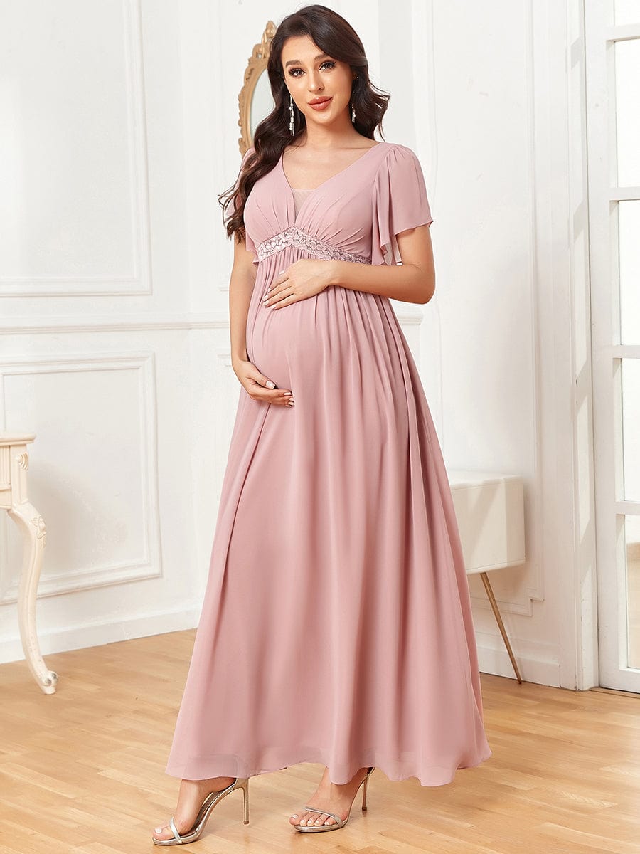 A-line Maternity Dress with Ruffles from MsDressly