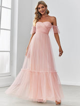 A-Line Maxi Dress with Flutter Sleeves and Ruffles from MsDressly
