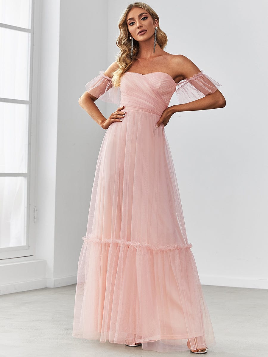 A-Line Maxi Dress with Flutter Sleeves and Ruffles from MsDressly