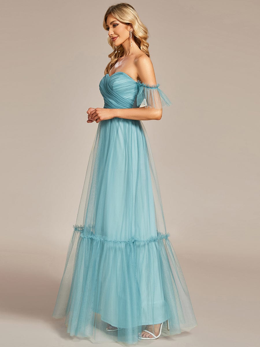 A-Line Maxi Dress with Flutter Sleeves and Ruffles from MsDressly