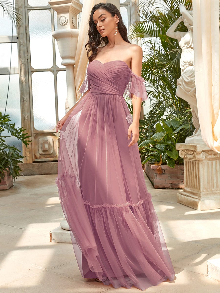 A-Line Maxi Dress with Flutter Sleeves and Ruffles from MsDressly