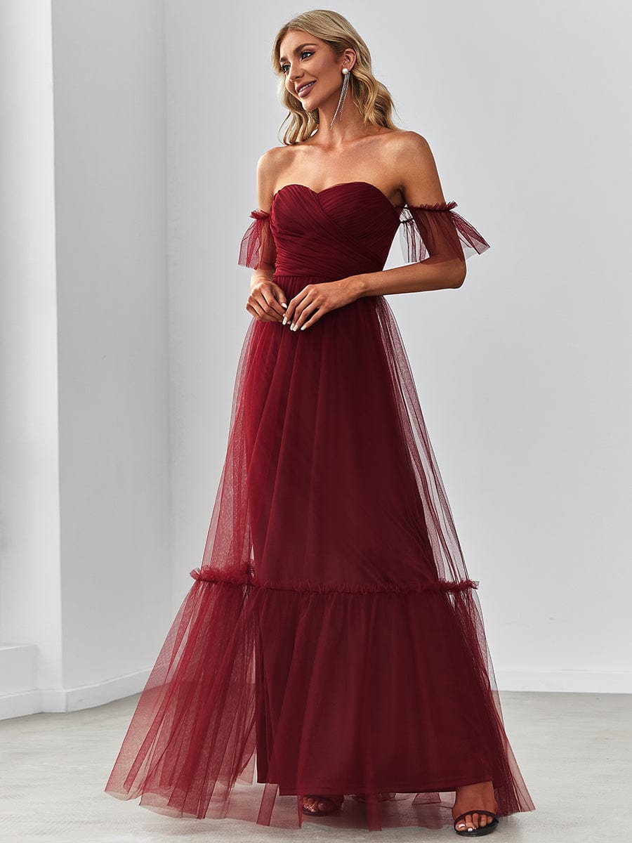 A-Line Maxi Dress with Flutter Sleeves and Ruffles from MsDressly