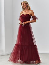 A-Line Maxi Dress with Flutter Sleeves and Ruffles from MsDressly