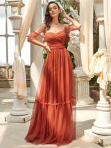 A-Line Maxi Dress with Flutter Sleeves and Ruffles from MsDressly