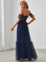 A-Line Maxi Dress with Flutter Sleeves and Ruffles from MsDressly