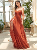 A-Line Maxi Dress with Flutter Sleeves and Ruffles from MsDressly