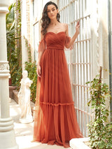 A-Line Maxi Dress with Flutter Sleeves and Ruffles from MsDressly