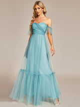 A-Line Maxi Dress with Flutter Sleeves and Ruffles from MsDressly