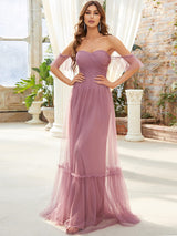 A-Line Maxi Dress with Flutter Sleeves and Ruffles from MsDressly