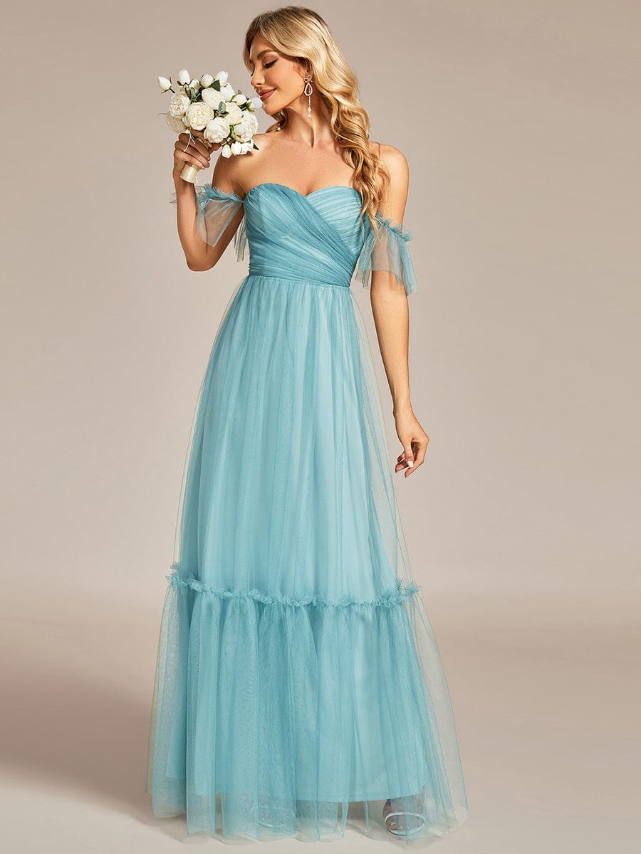 A-Line Maxi Dress with Flutter Sleeves and Ruffles from MsDressly