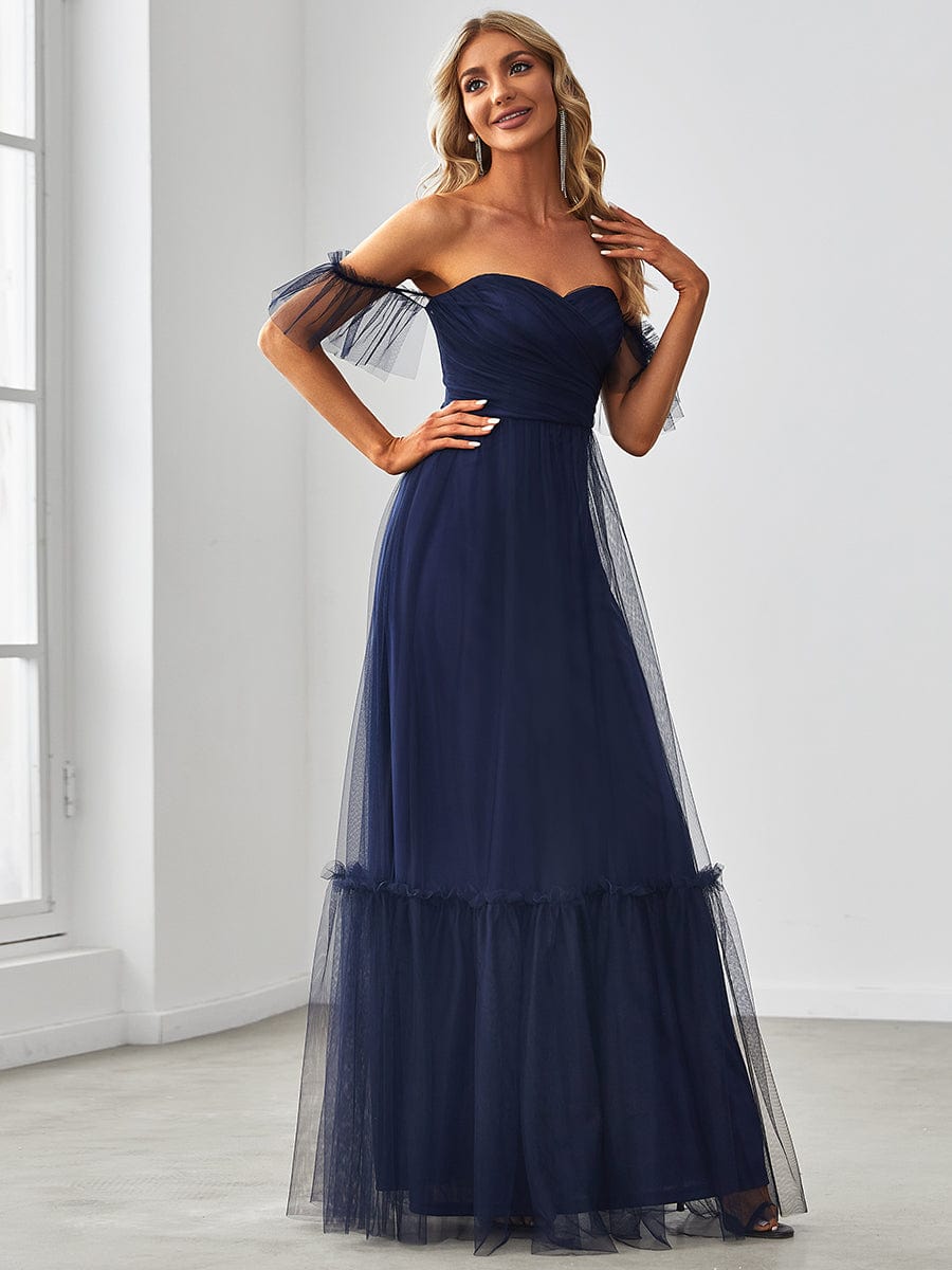 A-Line Maxi Dress with Flutter Sleeves and Ruffles from MsDressly