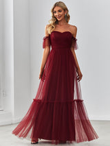 A-Line Maxi Dress with Flutter Sleeves and Ruffles from MsDressly
