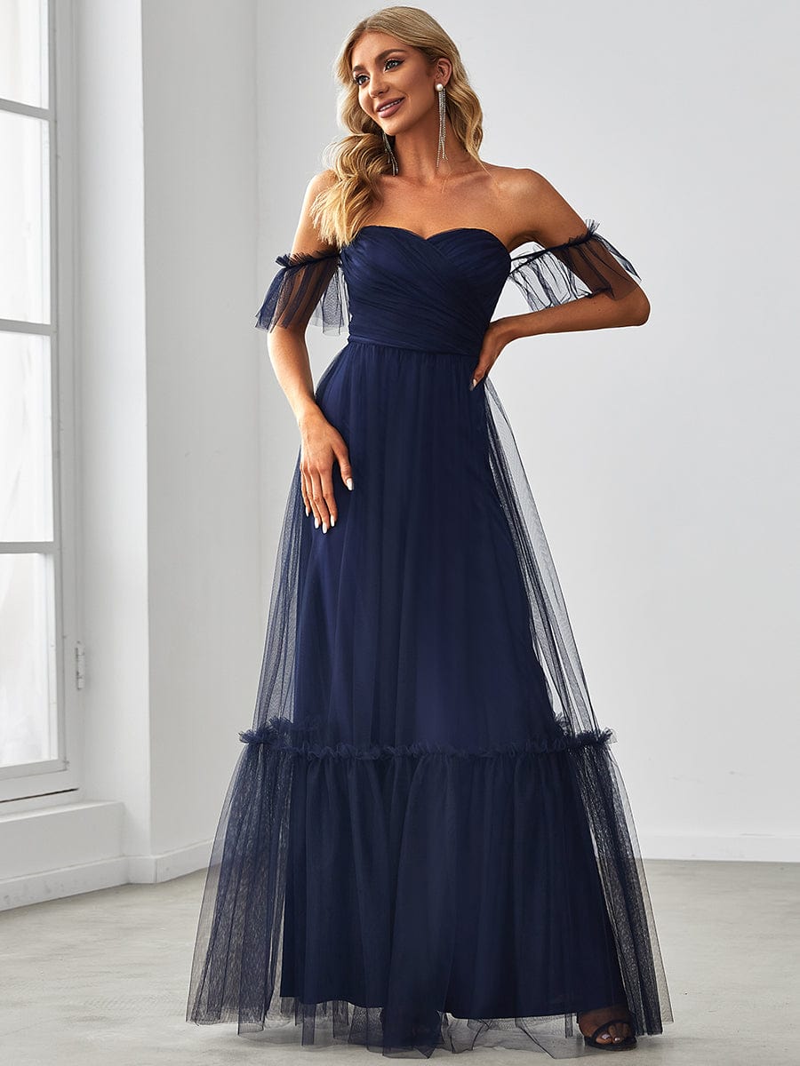 A-Line Maxi Dress with Flutter Sleeves and Ruffles from MsDressly