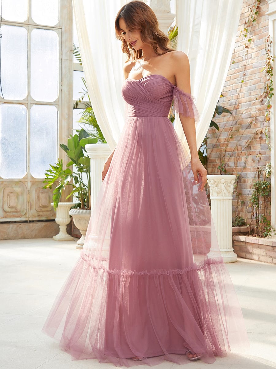 A-Line Maxi Dress with Flutter Sleeves and Ruffles from MsDressly