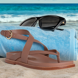 Elise Brown Flat Leather Sandal from Allegra James