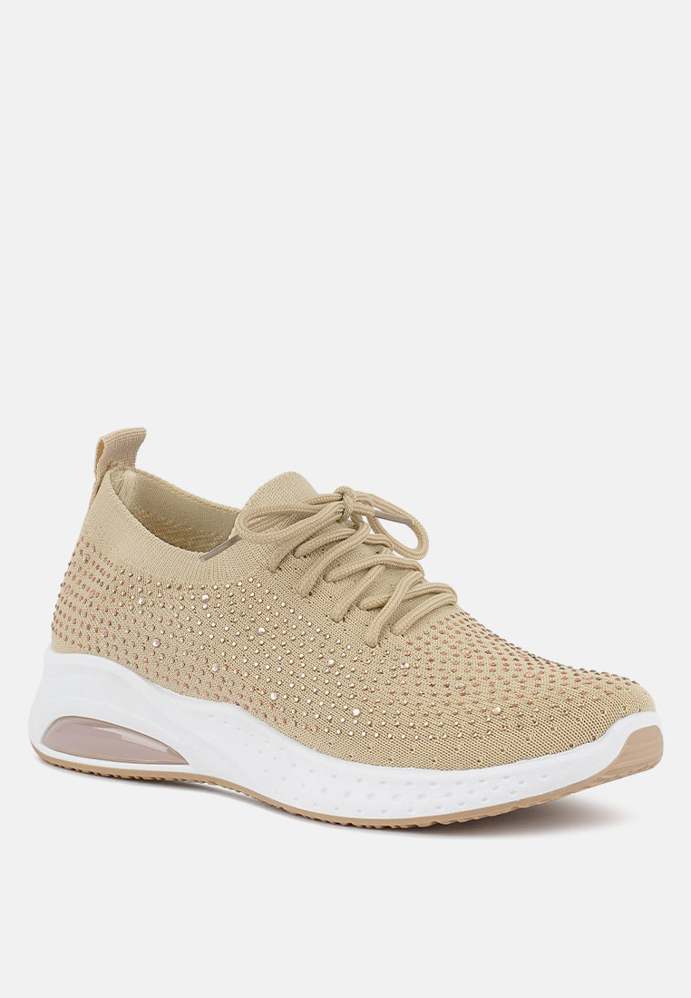 Elizha Stud Embellished Lace Up Sneakers from London Rag International