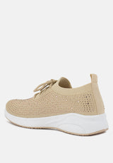 Elizha Stud Embellished Lace Up Sneakers from London Rag International