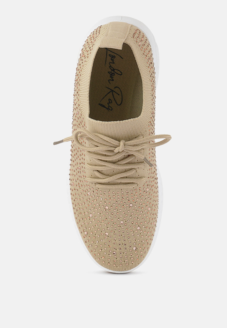Elizha Stud Embellished Lace Up Sneakers from London Rag International