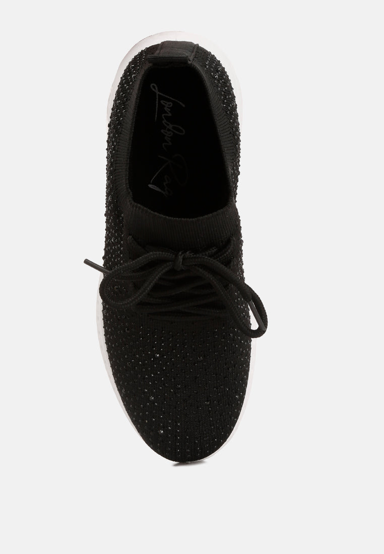 Elizha Stud Embellished Lace Up Sneakers from London Rag International